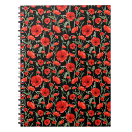 Caderno Espiral Poppies vermelhos