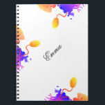 Caderno Espiral Poppy Flowers Watercolor Nome Personalizado Floral<br><div class="desc">Projetado com lindas e coloridas flores de papoila abstrato em fundo branco sólido com nome monograma modelo que você pode personalizar! Perfeito para presentes ou favoritos para festas!</div>
