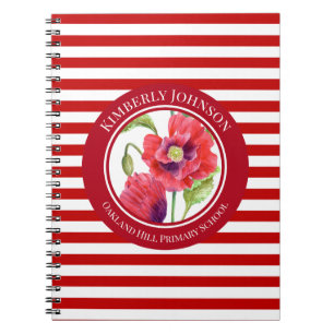 Caderno Espiral Populações Vermelhas Vivas Círculo Floral Bandas B