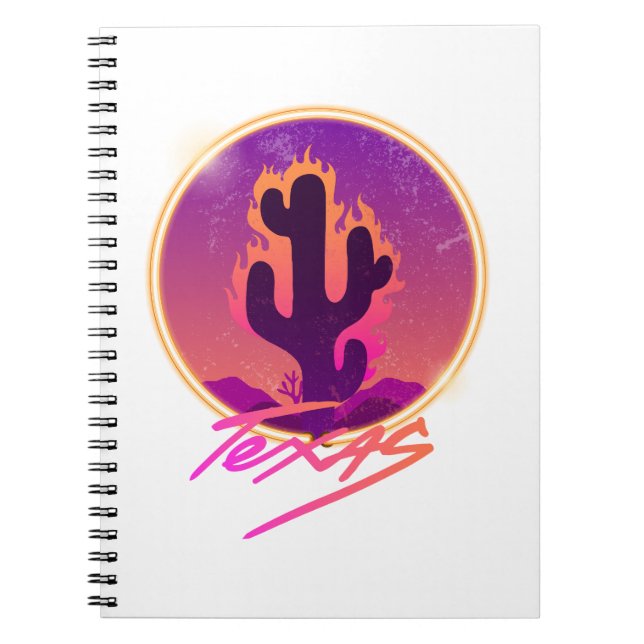 CADERNO ESPIRAL PÔR DO SOL CACTO NEON (Frente)