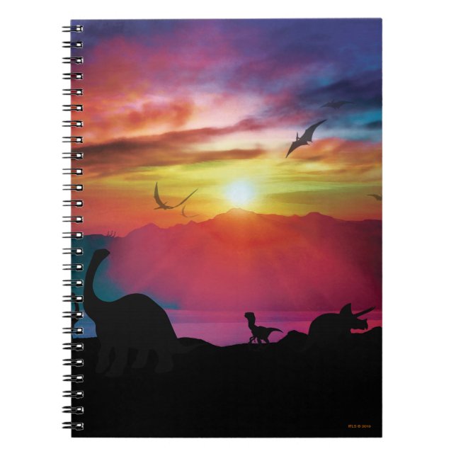 Caderno Espiral Por do sol do dinossauro (Frente)