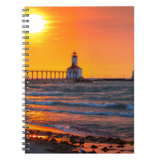 Caderno Espiral Por do sol do farol