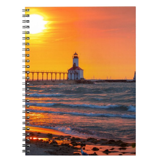 Caderno Espiral Por do sol do farol (Frente)