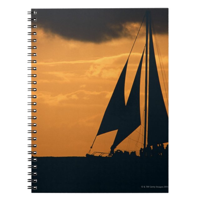 Caderno Espiral Por do sol e iate 2 (Frente)