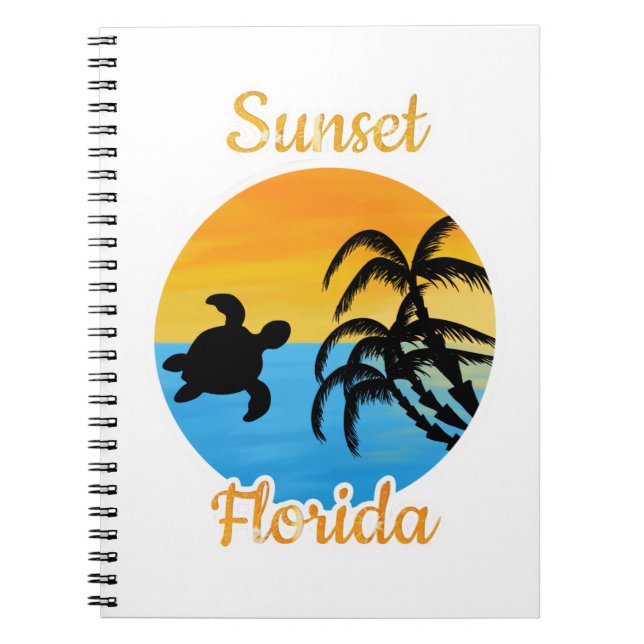 Caderno Espiral Pôr do sol fofo na Flórida    (Frente)