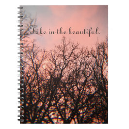 Caderno Espiral Por do sol nas madeiras