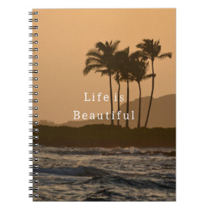 Caderno Espiral Pôr do sol no oceano de Kauai (foto tirada por mim