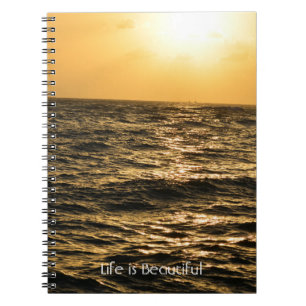 Caderno Espiral Pôr do Sol no Oceano Kauai (minha fotografia)