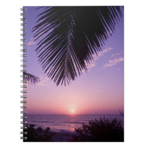 Caderno Espiral Pôr do sol no West End, Cayman Brac, Ilhas Cayman,