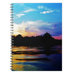 Caderno Espiral pôr do sol Rainbow na montanha Lake