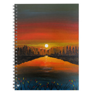 Caderno Espiral Pôr do sol sobre o lago Canyon pintura de Alfred F