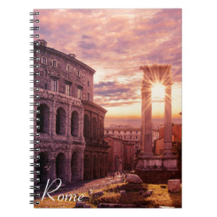 Caderno Espiral Pôr do sol sobre Roma Coliseu em Roma