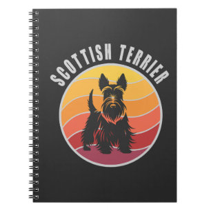 Caderno Espiral Pôr do sol vintage do Terrier Escocês