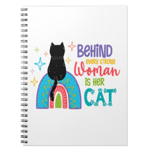 Caderno Espiral Por Trás De Cada Mulher Forte Está O Gato Dela