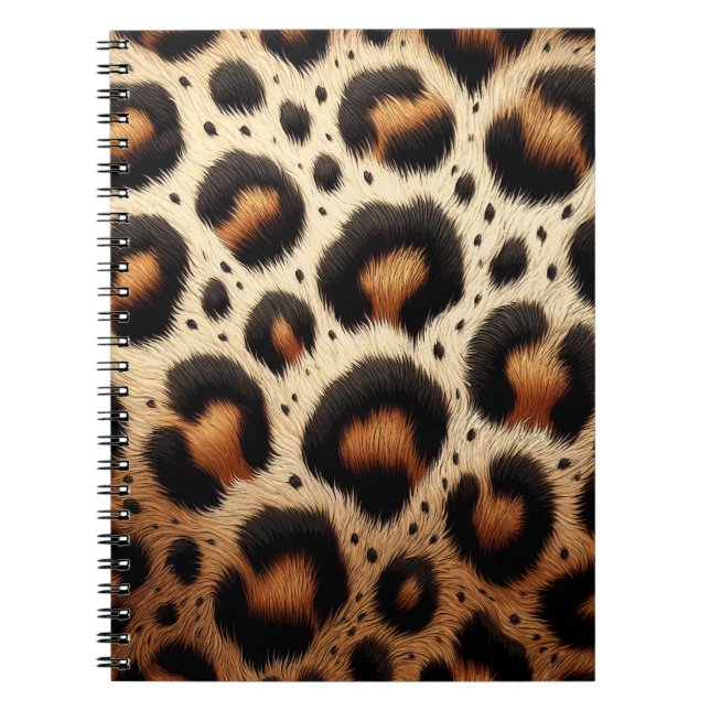 Caderno Espiral Porcas de Peles de Leopardo bege e preto (Frente)