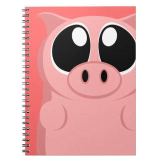 Caderno Espiral Porco cor-de-rosa com olhos grandes!