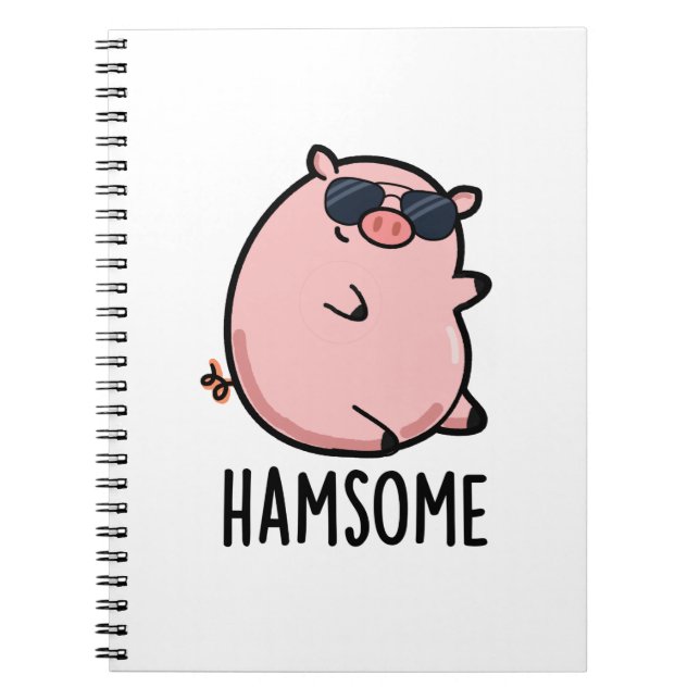 Caderno Espiral Porco Engraçado Pun Hamsome  (Frente)