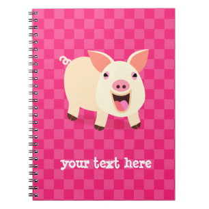 Caderno Espiral Porco feliz