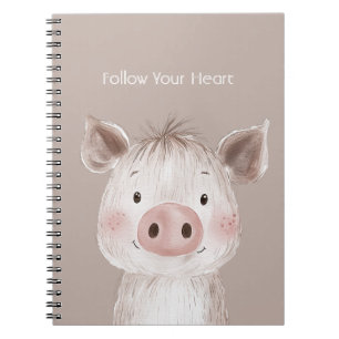 Caderno Espiral Porco Rosa Feliz da Floresta
