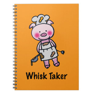 Caderno Espiral Porco Taker Batedeira - Design Divertido de Chef