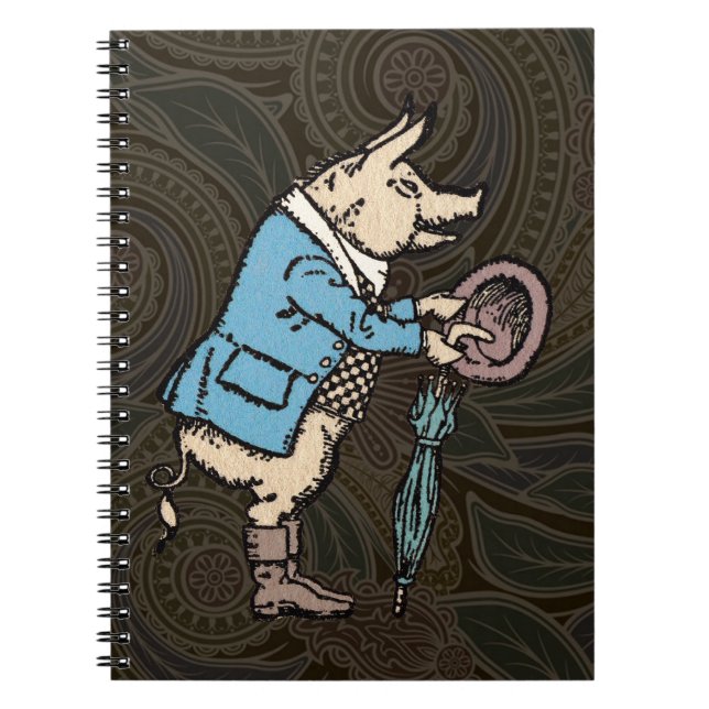 Caderno Espiral Porco Vestindo Jaqueta Órmica (Frente)
