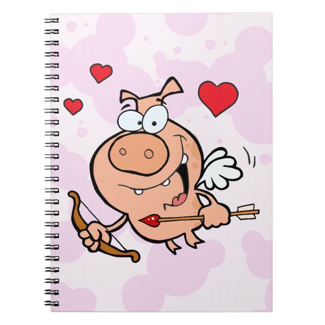 Caderno Espiral Porco Voador com Arco e Seta (Frente)