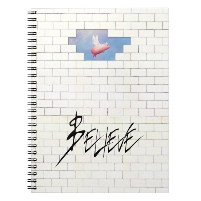 Caderno Espiral porco voador de confiança através do notebook da p (Frente)