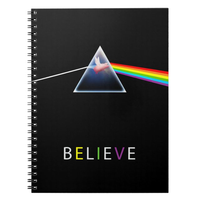 Caderno Espiral Porco voador de CRENÇA no prisma (Frente)