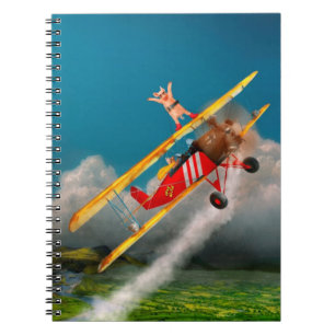 Caderno Espiral Porcos Voadores - Avião - Loucos Suínos