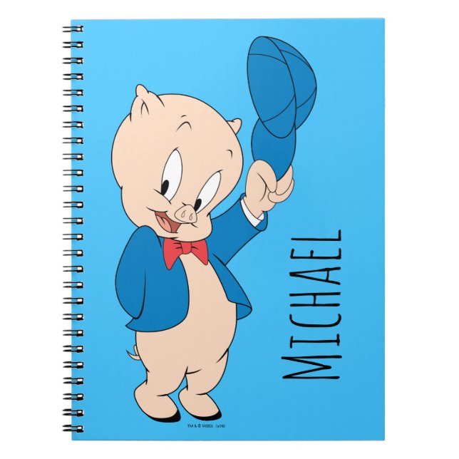 Caderno Espiral Porky Pig | Chapéus ondulados (Frente)