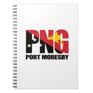 Caderno Espiral Port Moresby PNG com bandeira Papua-Nova Guiné