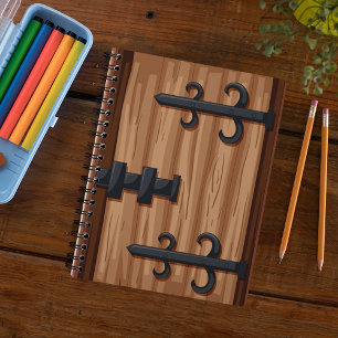 Caderno Espiral Porta de madeira medieval