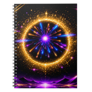 Caderno Espiral Portal Cósmico Radiante Tela Esticada da Galáxia