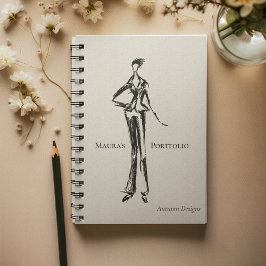 Caderno Espiral Portfólio de Desenhador de Moda Elegante