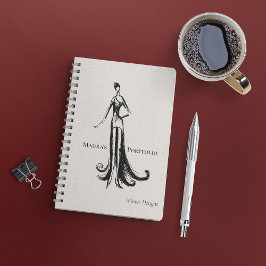 Caderno Espiral Portfólio de Designer de Moda Elegante | Esboço de