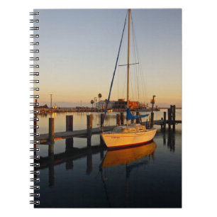 Caderno Espiral porto de Rockport, Texas ao pôr do sol