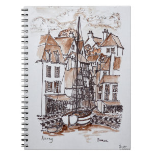 Caderno Espiral Porto Saint-Goustan, Auray Bretanha, França