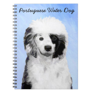 Caderno Espiral Portuguese Water Dog Painting - Original Dog Art