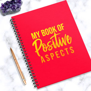 Caderno Espiral Positive Aspects Red Yellow Minimalist Text