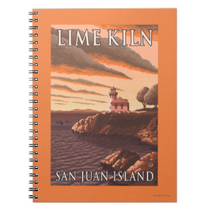 Caderno Espiral Poster da Viagens vintage do farol de limão morto