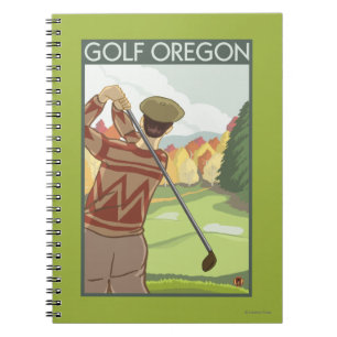 Caderno Espiral Poster das viagens vintage da cena de OregonGolf