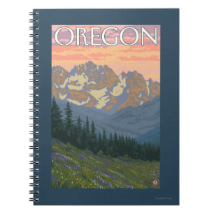 Caderno Espiral Poster das viagens vintage das flores do primavera