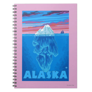 Caderno Espiral Poster das viagens vintage de AlaskaIceberg