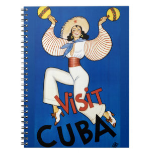 Caderno Espiral Poster das viagens vintage de Cuba restaurado