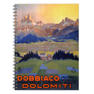 Caderno Espiral Poster das viagens vintage de Dobbiaco Toblach