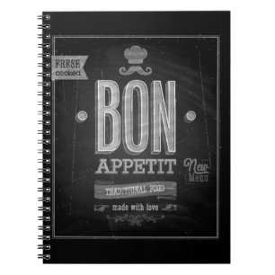 Caderno Espiral Poster de Appetit do Bon do vintage - quadro
