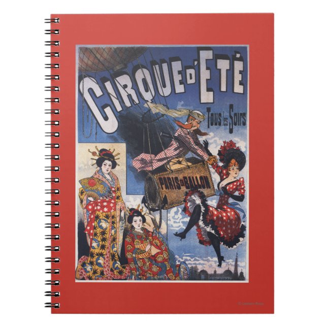 Caderno Espiral Poster de Balões de Ar Quente e Mulheres Japonesas (Frente)