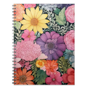 Caderno Espiral poster de fundo floral primavera cor-de-rosa