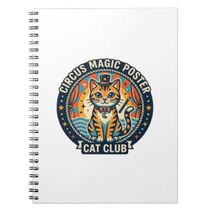 Caderno Espiral Poster de Magia de Circo Gato Design de Gatinho Fo