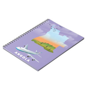 Caderno Espiral Poster de mapa ilustrado de Angola